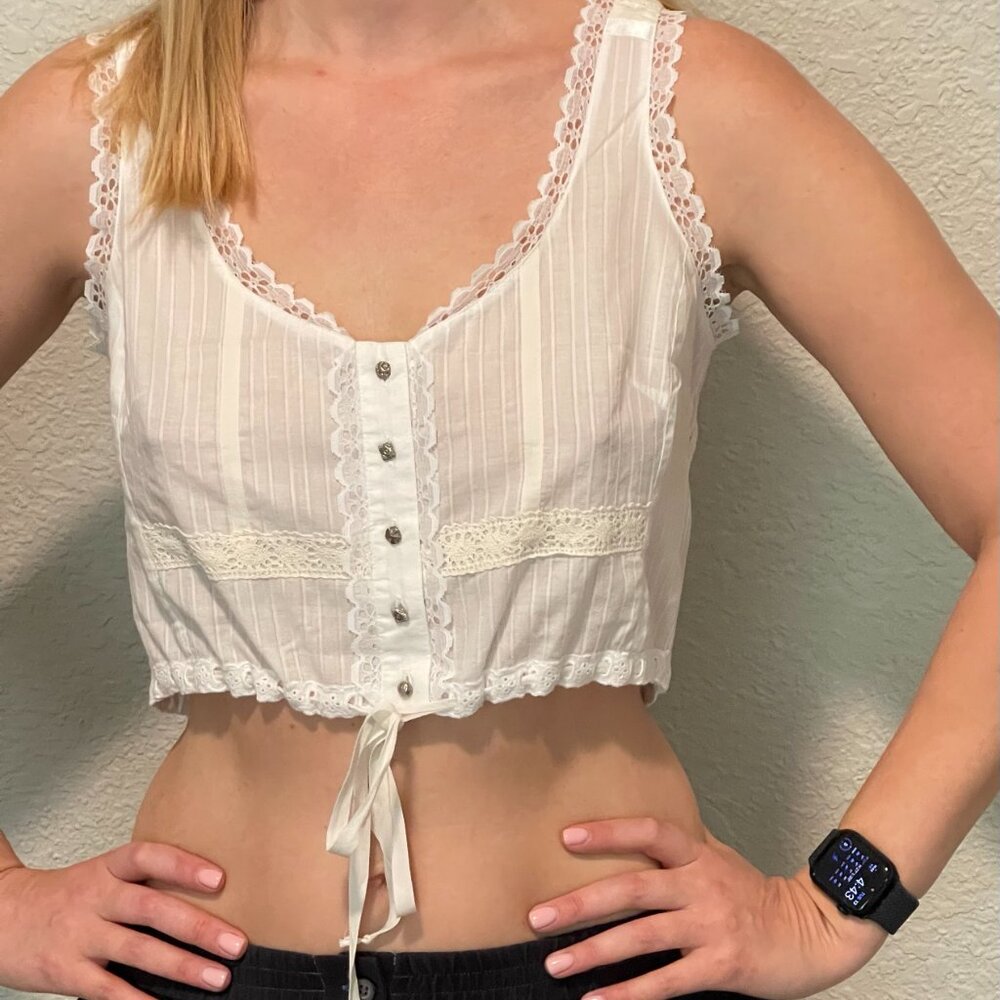 Vintage NVT Romantic Crop Top LaROK With Lace and Open Back. S -M - Picture 2 of 11